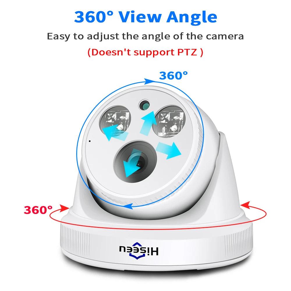 Hiseeu 5MP 3MP POE IP Security Surveillance Camera H.265+ Dome CCTV ONVIF Audio Record Face Detection Indoor Home Roof - Hiseeu