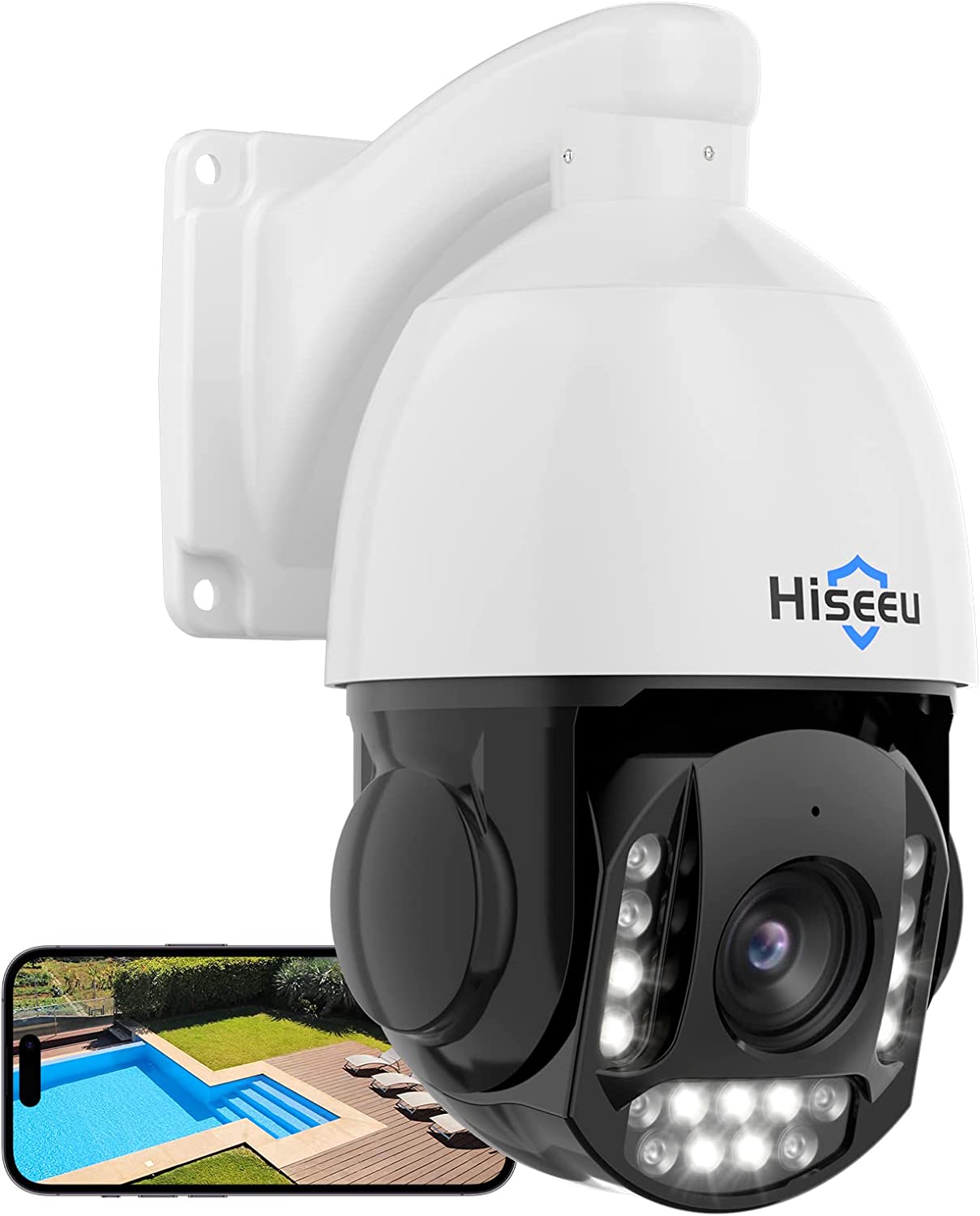 Hiseeu [360°&30X Optical Zoom] 5MP PoE PTZ Home Security Cameras, 360°Pan&90°Tilt Security Camera Outdoor&Indoor, APP Motion Alerts, SD Card Storage, Spotlight&Sound Alarm - Hiseeu