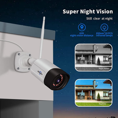 Hiseeu 2K Security Camera Wireless Outdoor, 2-Way Audio, 3MP 5MP Surveillance Cameras, IP66 Waterproof, 2.4Ghz Only, Motion Detection, IR Night, SD Storage, Compatible WiFi System, Work with Alexa - Hiseeu