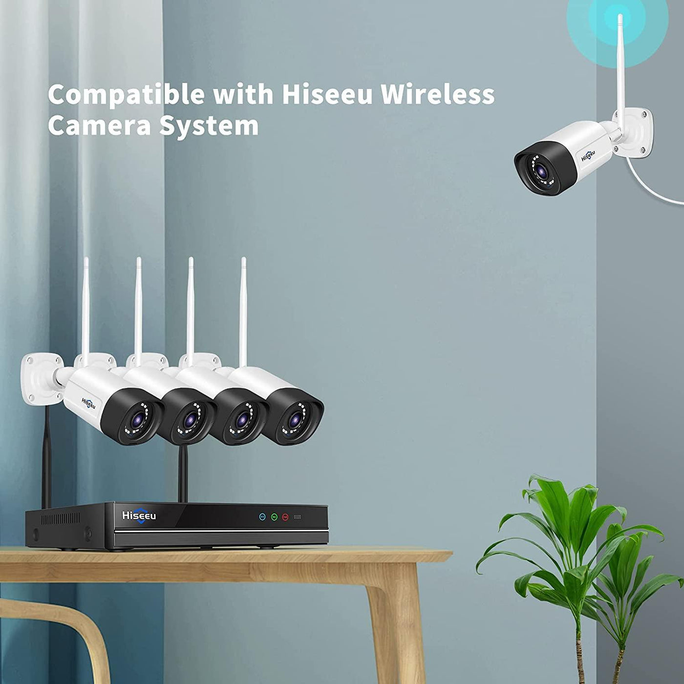 Hiseeu 2K Security Camera Wireless Outdoor, 2-Way Audio, 3MP 5MP Surveillance Cameras, IP66 Waterproof, 2.4Ghz Only, Motion Detection, IR Night, SD Storage, Compatible WiFi System, Work with Alexa - Hiseeu