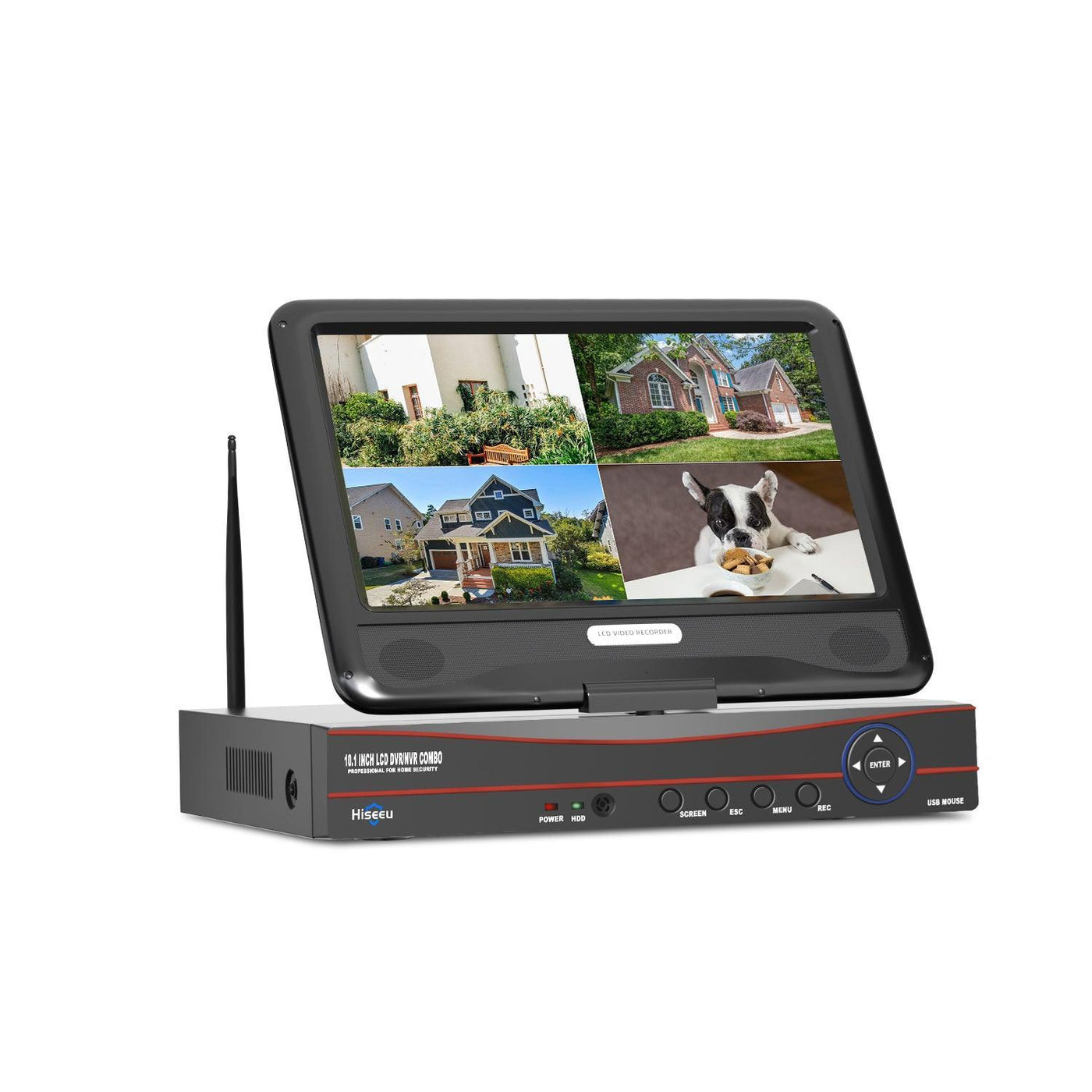 Hiseeu【No HDD/Power Adapter/Mouse】 10'' LCD Wireless WiFi NVR 8 Channels Network Video Recorder - Hiseeu