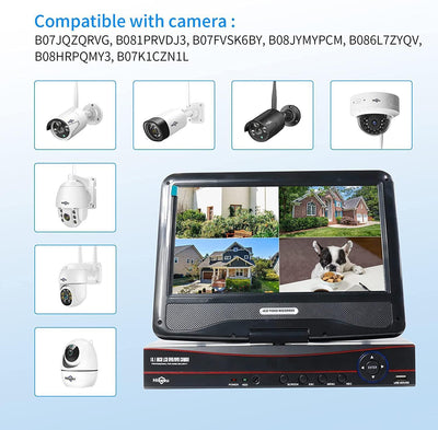 Hiseeu【No HDD/Power Adapter/Mouse】 10'' LCD Wireless WiFi NVR 8 Channels Network Video Recorder - Hiseeu